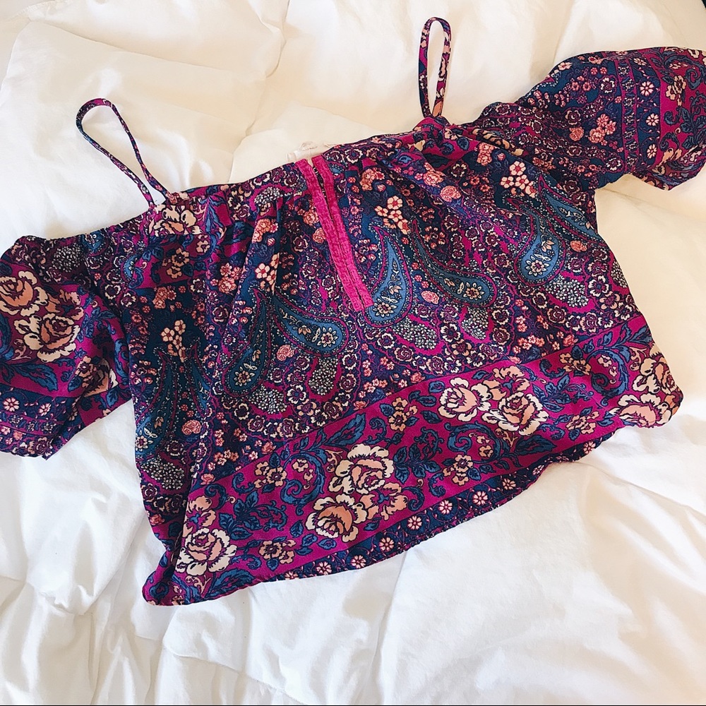 LA Hearts purple off the shoulder top